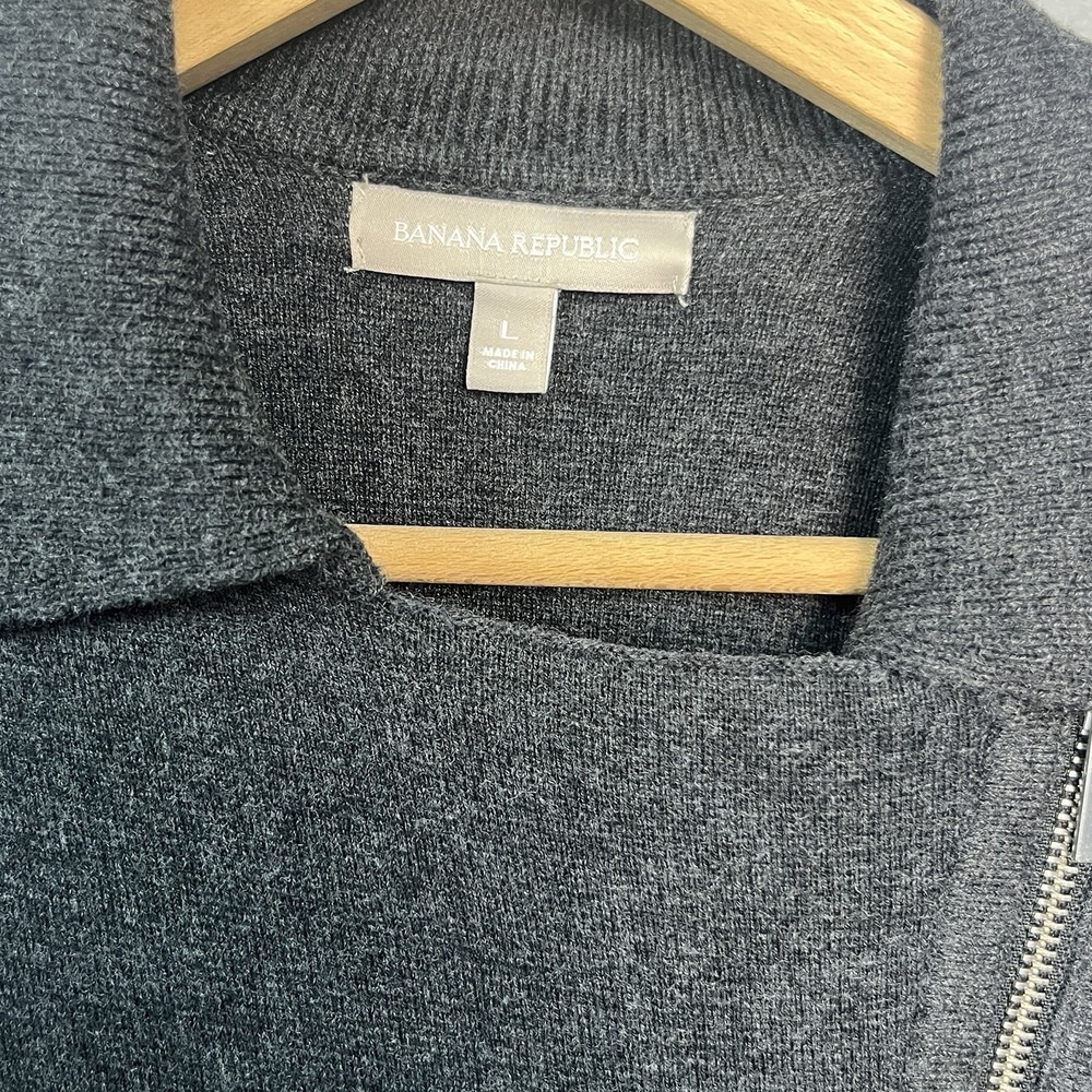 J Crew Merino Wool Blend Knit Motorcycle Moto Jacket Full Zip Asymmetric L - Picture 3 of 7